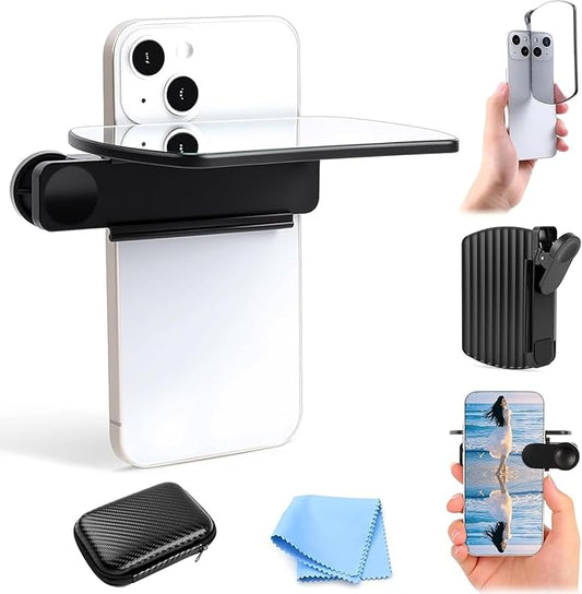 Weseecase Mirror Reflection Camera Clip Kit for Smartphone, Adjustable Selfie Reflector, 2025 Model (Black)