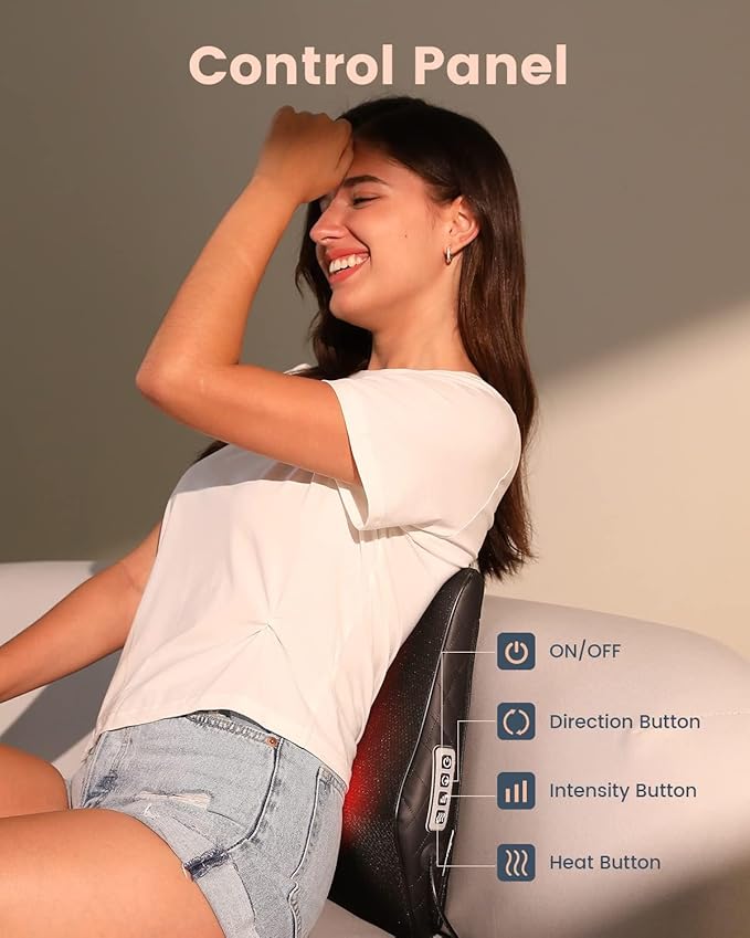 Back Massager with Heat, 3D Deep Tissue Kneading Shiatsu Neck and Back Massager for Back Pain, Massagers for Neck Shoulder Leg Foot, Full Body Muscle Pain Relief at Home, Car, Office