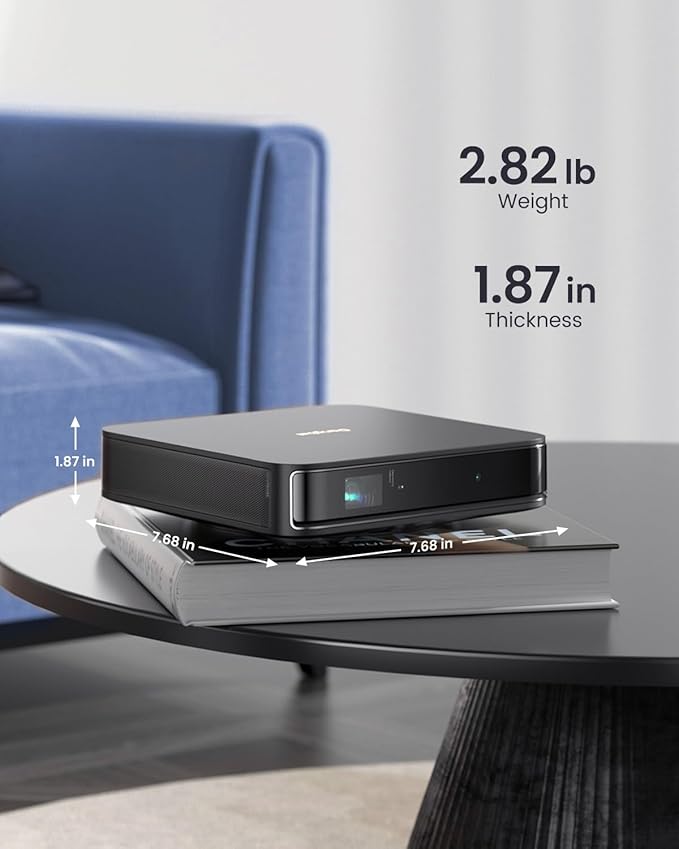 Dangbei Atom Portable Laser Projector, 1200 ISO Lumens, 3D Ready, Official Netflix, 1080p HD with 4K HDR Input, 180" Display, HDR10, 2x5W Dolby Audio, Home Theater Projector with WiFi and Bluetooth