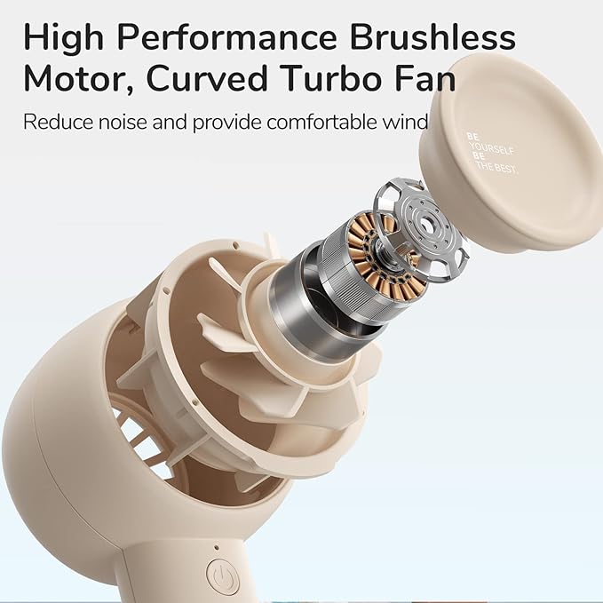 JISULIFE Mini Portable Fan-Bladeless Safe Design, Powerful Turbo Handheld Fan with 5 Speeds, 16Hrs Max Cooling Time，USB Rechargeable, Small Pocket for Travel/Lash, Gifts For Girls/Women