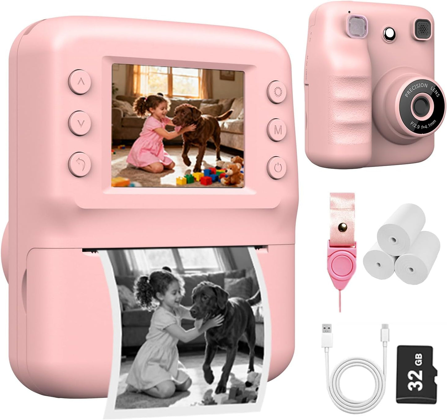 Kids Camera Instant Print,1080P Instant Cameras That Print Photos,Christmas Birthday Gifts for Kids Age 3-12,Toddlers Instant Digital Cameras for Boys and Girls with 32G Card