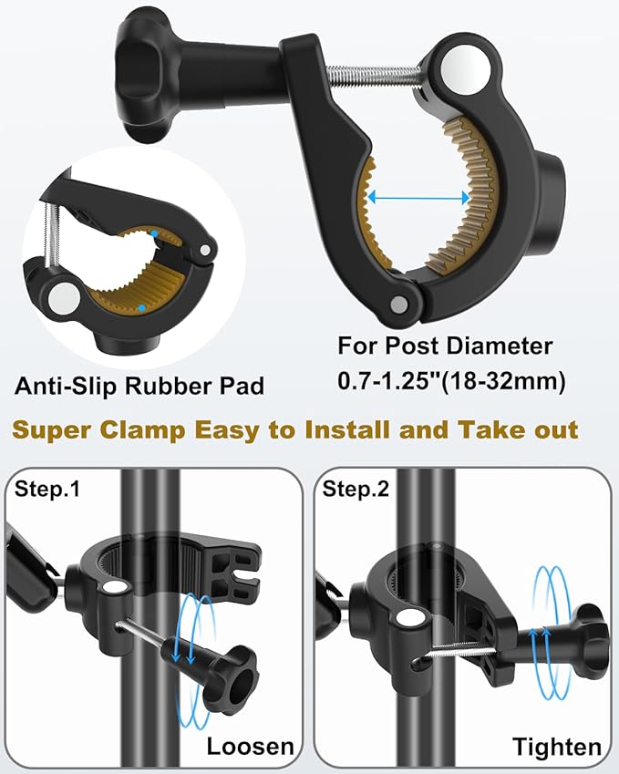 Aluminum Tablet Holder for Microphone Stand/Mic Music Mount Stand [Without Slipping] 360° Rotation Adjustable iPad iPhone Holder Mount for Microphone with Clamp, Fits 4''–13" Tablets & Smartphones