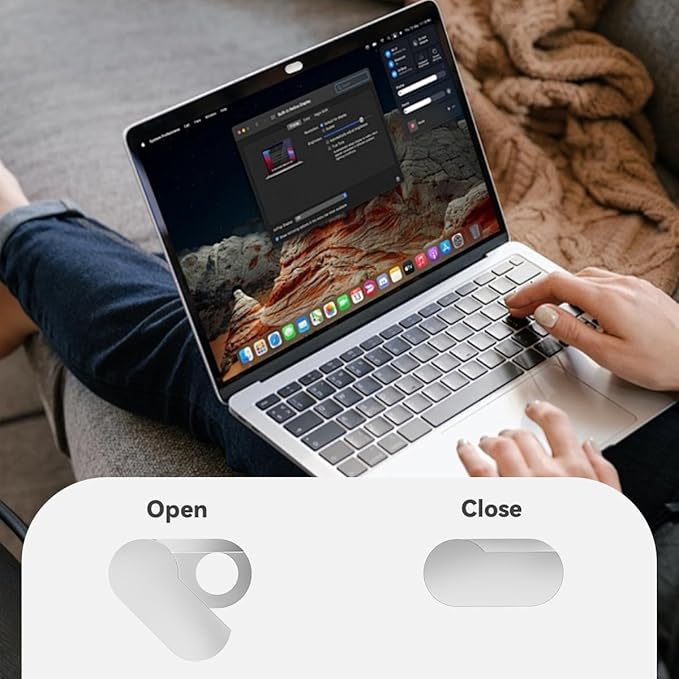 CloudValley Ultra-Thin Metal Webcam Cover for MacBook Pro/iPad/Laptop - 0.015" Privacy Camera Protector with 3M Adhesive (2-Pack) No Residue, Universal Fit for Laptop Accessories (Silver)