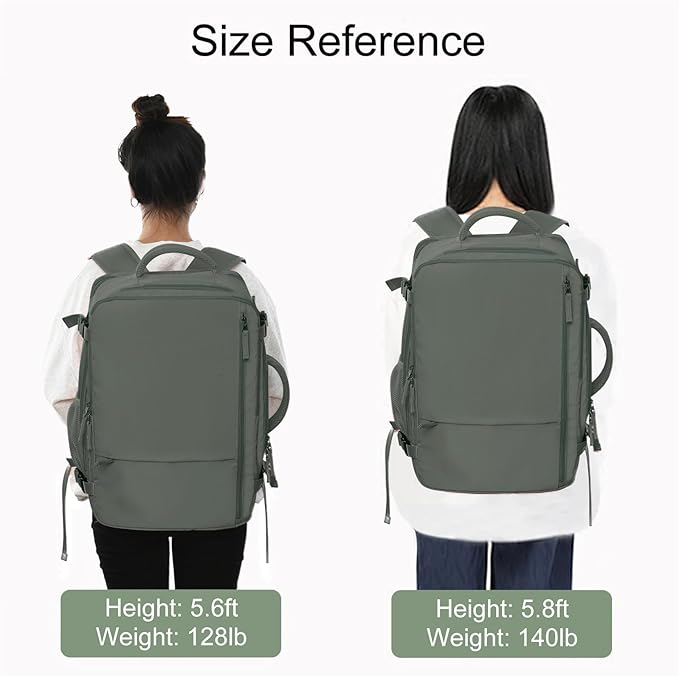Hanples Extra Large Travel Backpack for Women as Person Item Flight Approved, 40L Carry On Backpack, 17 Inch Laptop Waterproof Hiking Casual Bag(Olive Green)
