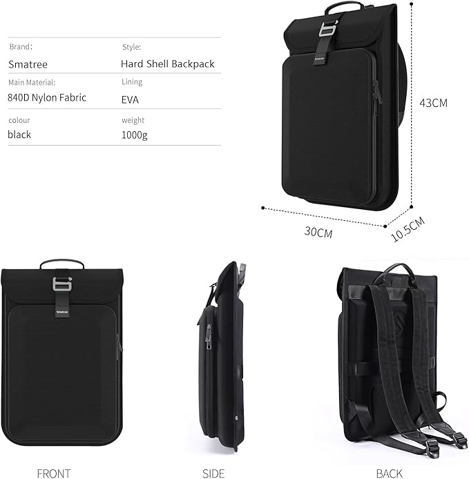 Smatree Upgrade Hard Laptop Backpack for 15.6inch DELL XPS 15,Acer Aspire 5/Nitro 5/Nitro V 15,HP OMEN 15, for 13-14.5inch XPS 14/13 Plus/13 2-in-1/13,Surface Pro 8 13inch, 13-15.6inch Bag
