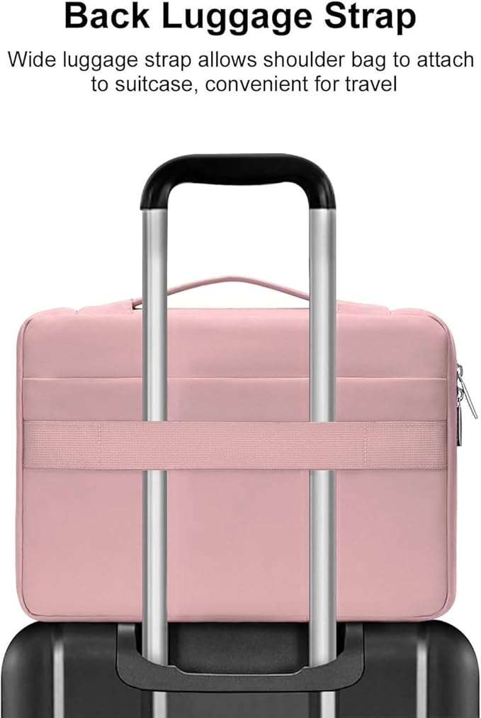 MOSISO 360 Protective Laptop Case 13.3 inch, 13-13.3 inch Laptop Sleeve Compatible with MacBook Air/Pro 13 / Pro 14, HP Dell ASUS Lenovo,Side Open Bag with 2 Raised&1 Flapover Pockets, Pink