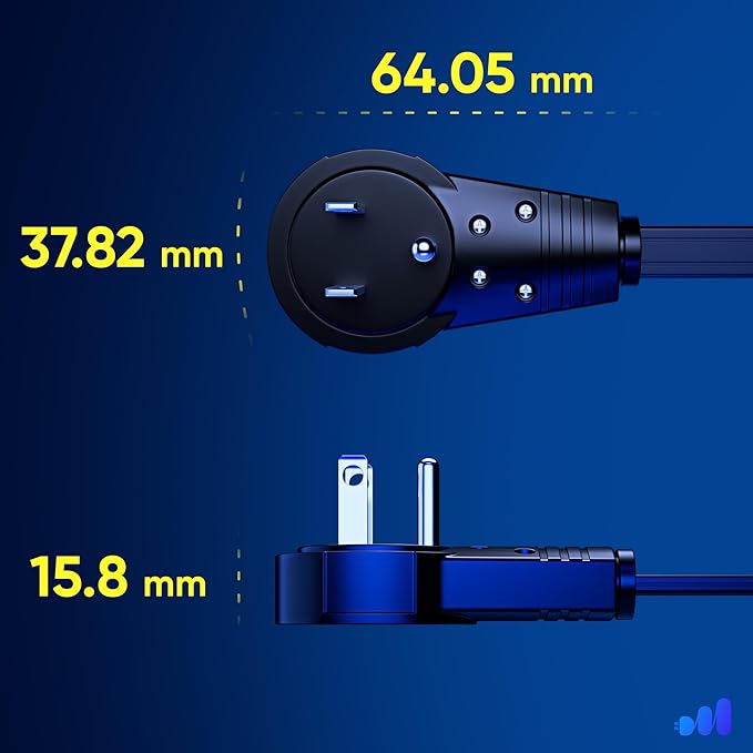 Maximm 360° Rotating Flat Plug Extension Cord 5 feet Flat Extension Cord Under Carpet with Slim Space-Saving Plug Design, Low Profile Extension Cord (Black)