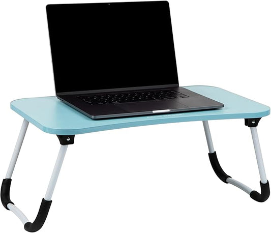 Mind Reader Lap Desk Laptop Stand, Bed Tray, Folding Legs, Couch Table, Portable, MDF, 23.25" L x 13.75" W x 10.5" H, Blue