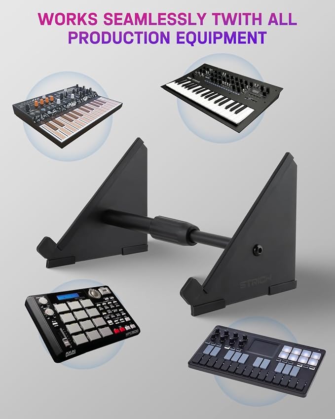 STRICH Desktop Stand for Sampler/Synth/MIDI Controller/Drum Machine, Adjustable Length from 6.6" – 10.6", Black, SDS-10
