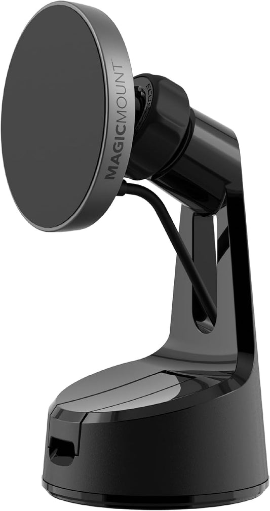 Scosche MagicMount Charge Pro Qi2 Fast Wireless Charging MagSafe Car Mount Charger, 15W Magnetic Cell Phone Holder for Car Dashboard/Windshield Compatible with iPhone 16/15/14/13/12 Pro Max Plus, S25