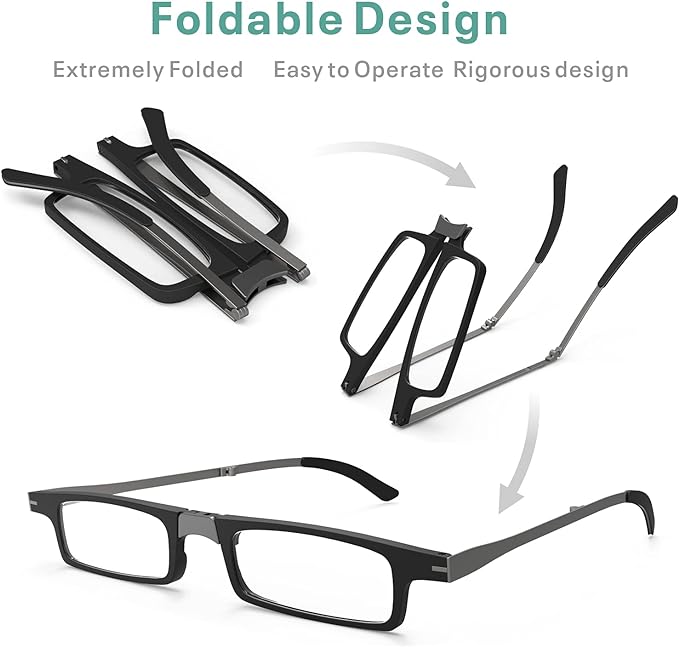 Case Upgrade-Ultra-light and Thin Foldable Reading Glasses Folding Readers for Men Women Compact Portable Rectangle Eyewear Case (Teal, 2.0)