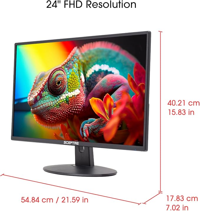 Sceptre New 24-inch Professional Monitor 100Hz 1ms HDMI x2 VGA 100% sRGB Build-in Speakers, Eye Care Machine Black (E248W-FW100TR)