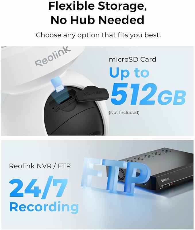 REOLINK 4K PoE Security Outdoor IP Camera with 355° Pan & 50° Tilt, Color Night Vision for Home Surveillance, Auto Tracking, Smart Detection, Two-Way Talk, 24/7 Recording, E1 Outdoor SE PoE