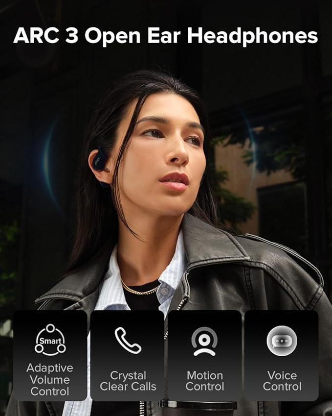 Cleer ARC 3 Open Ear Headphones - Dolby Audio, Snapdragon Sound True Wireless Earbuds, 50Hr Battery, Bluetooth 5.4, IPX 7, Multi-Point, Smart Controls, Wireless Charging Smart Case, Comfort Fit, Pink