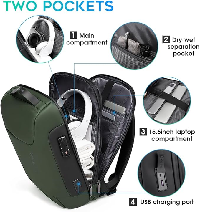 BANGE 15.6INCH Slim Laptop Backpack，Office Business Laptop with Lock, Anti Theft Travel Backpack with USB3.0 Charging Port for Men and Women…