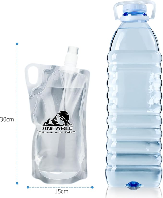 1L Hiking Collapsible Water Bottles, 8-Pack 33OZ BPA-Free Foldable Backpacking Water Bottle for Travel Camping Hiking