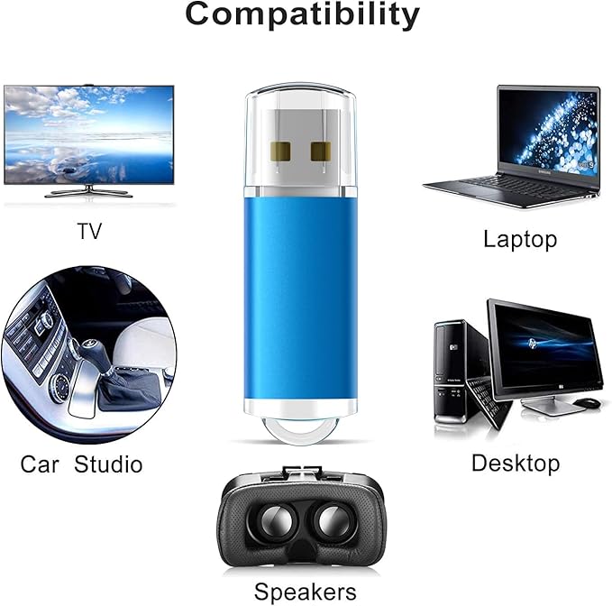 TOPESEL 5 Pack 32GB USB 2.0 Flash Drive Memory Stick Thumb Drives (5 Mixed Colors: Black Blue Green Red Silver)