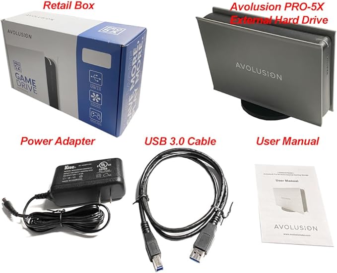 Avolusion PRO-5X (Grey) 12TB USB 3.0 External Hard Drive for PC, Mac, Xbox (Renewed)