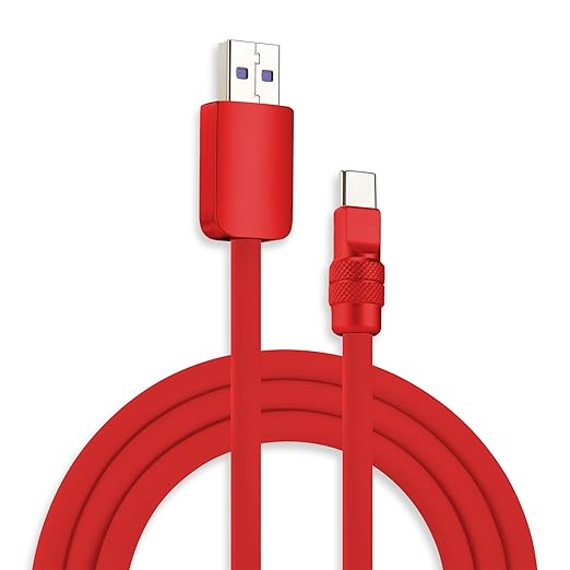 chubbycable Chubby 2.0 Fast Charging Cable Durable Soft Silicone USB C Cable 120W Extra Thick Charger Cord Compatible with iPhone 17-15 Series iPad, Red+Red, USB-A to Type-C, 9.8 FT