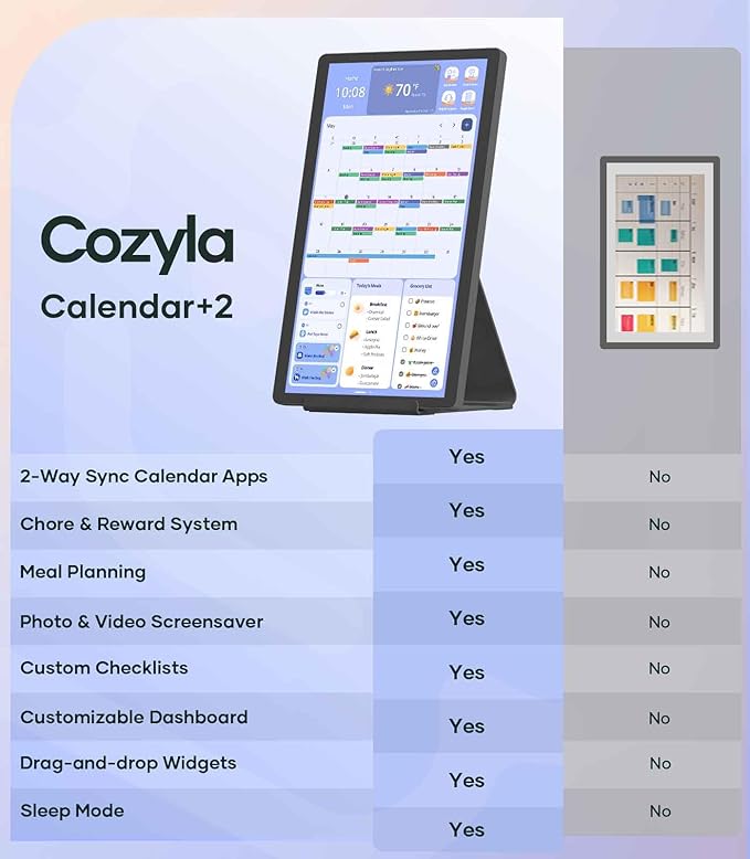 Digital Calendar+ 2: 15.6 Inch Wall Touch Screen Chore Chart Customize Dashboard Smart Electronic Calendar for Family Schedules Meal Planner Support App Store with Stand Wall Mount Black