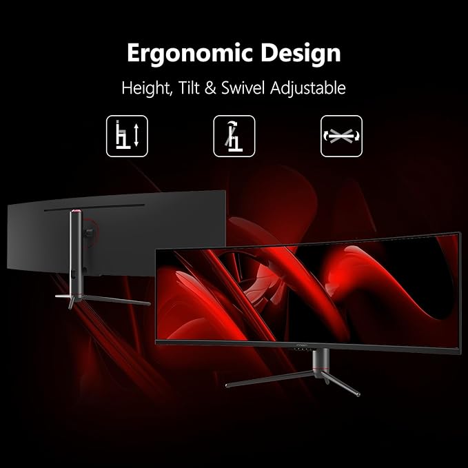 INNOCN 49" Curved Monitor Ultrawide Gaming 120Hz 32:9 QHD 5120 x 1440P Computer Monitor, R1800, 99% sRGB, HDR400, USB Type C, DisplayPort, HDMI, Built-in Speakers, Height/Tilt Adjustable - 49C1R