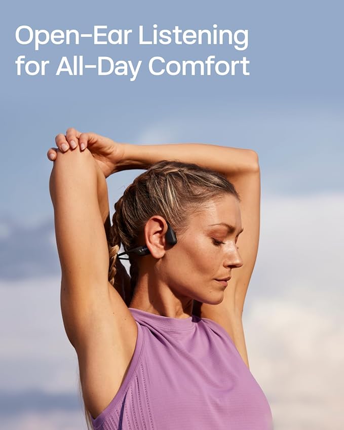 SHOKZ OpenRun Pro - Open-Ear Bluetooth Bone Conduction Sport Headphones, Sweat Resistant Wireless Earphones for Workouts and Running with Premium Deep Bass- Built-in Mic, with Hair Band, Black