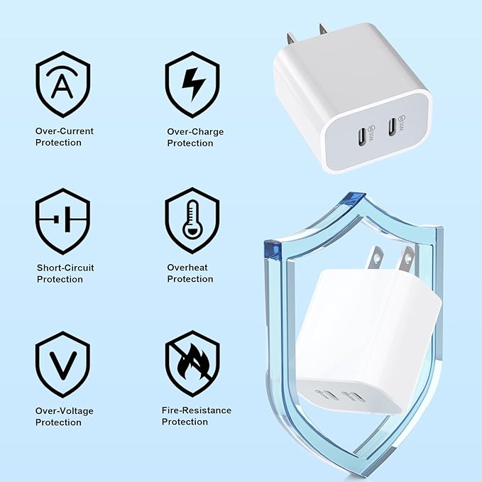 iPhone Charger Fast Charging 10 ft,[Apple MFi Certified]2Packs PD USB C Wall Charger Block 2in1 Adapter Apple Fast Charger 10FT USB C Lightning Cable for iPhone 14 Pro Max/14 Pro/14/13/12/11 Pro Max/X