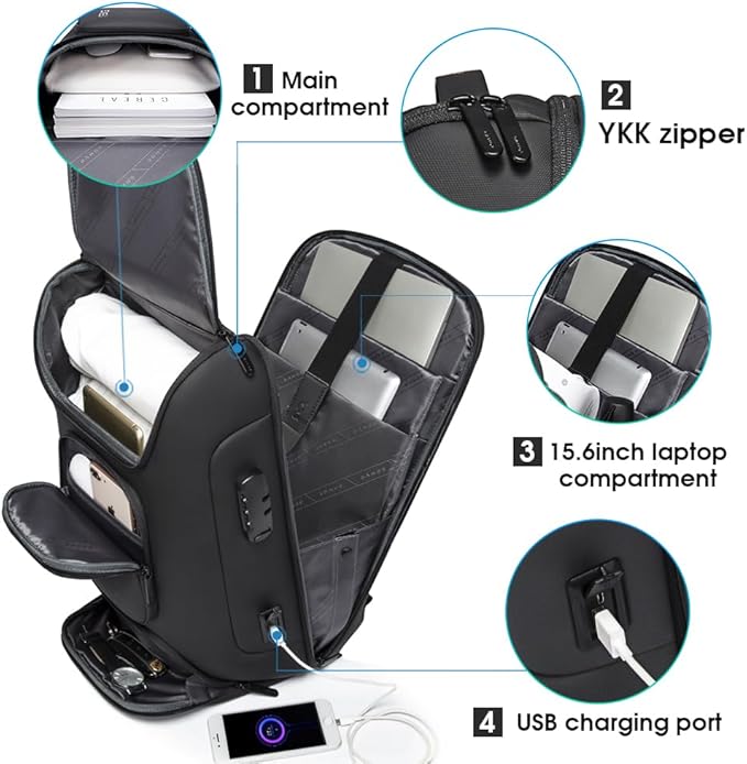 BANGE Business Backpack,Laptop Backpack with USB Charging Port, Slim Business Backpacks Fit for 15.6 INCH,Men Traveling Backpackfor Men and Women