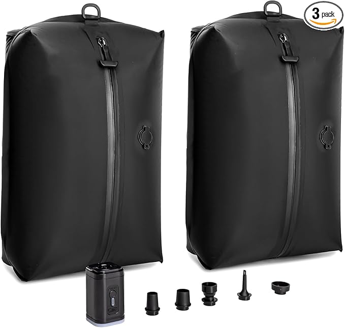 34L Vacuum Bags for Travel Luggage with Pump, Reusable Space Saver Waterproof Compression Bags for Suitcase,Backpack, Vacuum Seal Packing cube for Storage Organizer Cloth (2bag+1pump-34L)