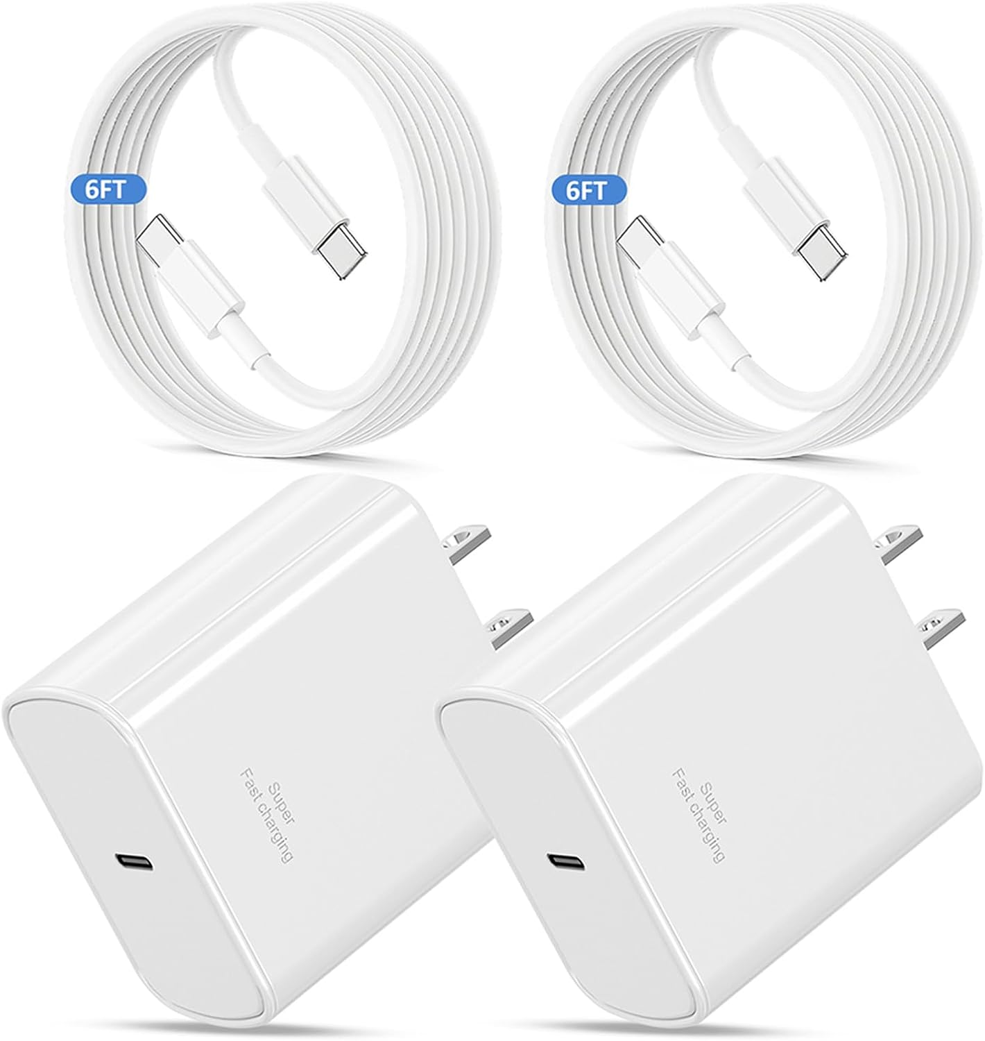 USB C Charger for iPhone 17 Pro Max,2Pack 45W USB-C Super Fast Charging Wall Charger Block Power Adapter with 6FT Type C USBC to C Cable for iPhone 17/17 Pro/17 Pro Max/Air/16 Plus/16/15,Galaxy