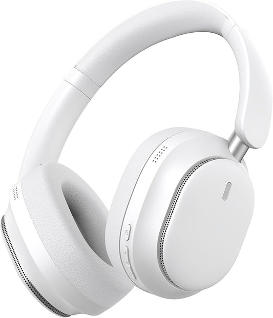 Hybrid Active Noise Cancelling Headphones, Over Ear Bluetooth 6.0 Wireless Headphones, 50H Playtime, Deep Bass, HiFi Stereo Sound, Lightweight Foldable for Travel, Home and Office（White）