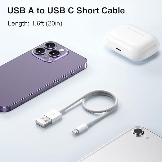 1.5FT Short IPhone 17/16E/16/15 Woven Cable, USB A to USB C CarPlay Charger Cable for iPhone 17Air, 15 16 17 Pro Max, 15/16 Plus,iPad 10th Gen,iPad Pro 12.9/11, Air 5th/4th Gen, Mini 6th Charging Cord