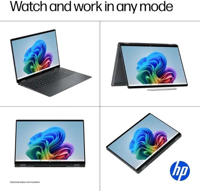 HP OmniBook X Flip 2-in-1 Laptop,16" 2K Touchscreen Laptop Computer,Intel Core Ultra 7, Arc 140V GPU Copilot+ PC,16GB RAM 512GB SSD,Thunderbolt 4,W/3-in-1 Accessories, with Lifetime Office,Win 11 Home