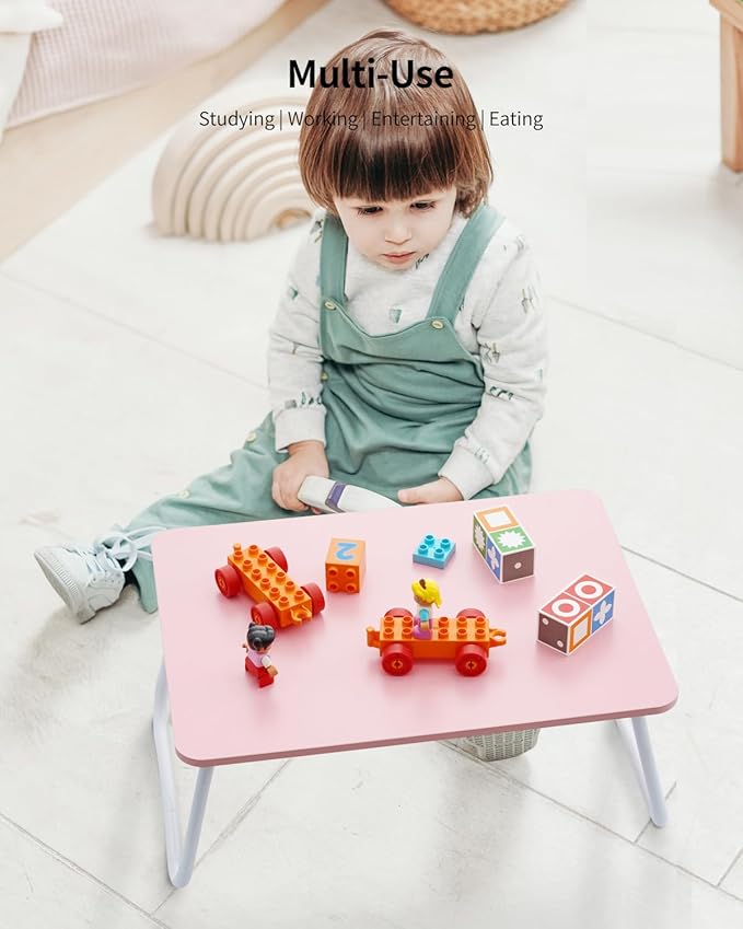 Foldable Lap Desk, Laptop Bed Desk, Portable Bed Table, Laptop Stand for Bed & Couch, Lightweight & Mini - Pink
