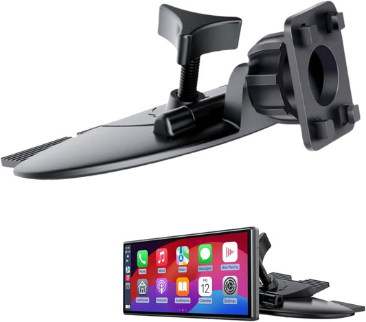 CD Slot 17mm Ball Adapter GPS Mount for Carplay Screen, 4-Button Lock Compatible with 7-10.26 Inch Portable Monitor Cell Phone Backup Camera Car Auto Stereo GPS