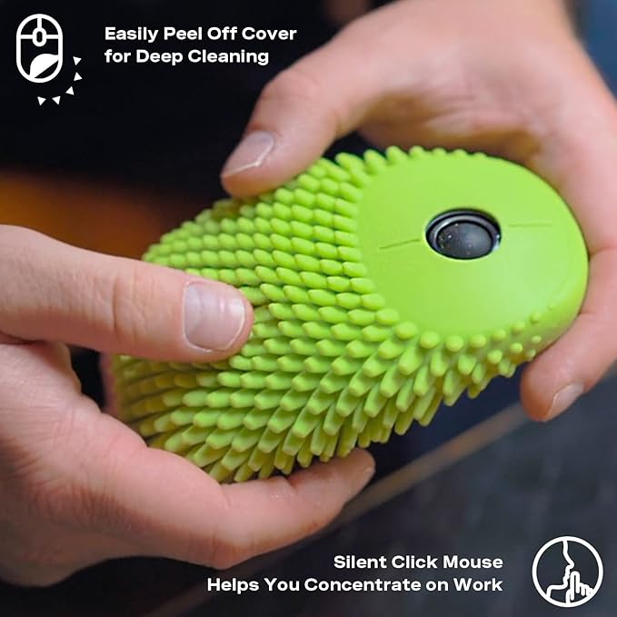 HedgeHog Health Hoglet Wireless Computer Mouse – Cute, Functional, and Tactile Fidget Tool. Combines Stress Relief with Comfort and Style, Perfect for Enhancing Focus and Productivity (Green)