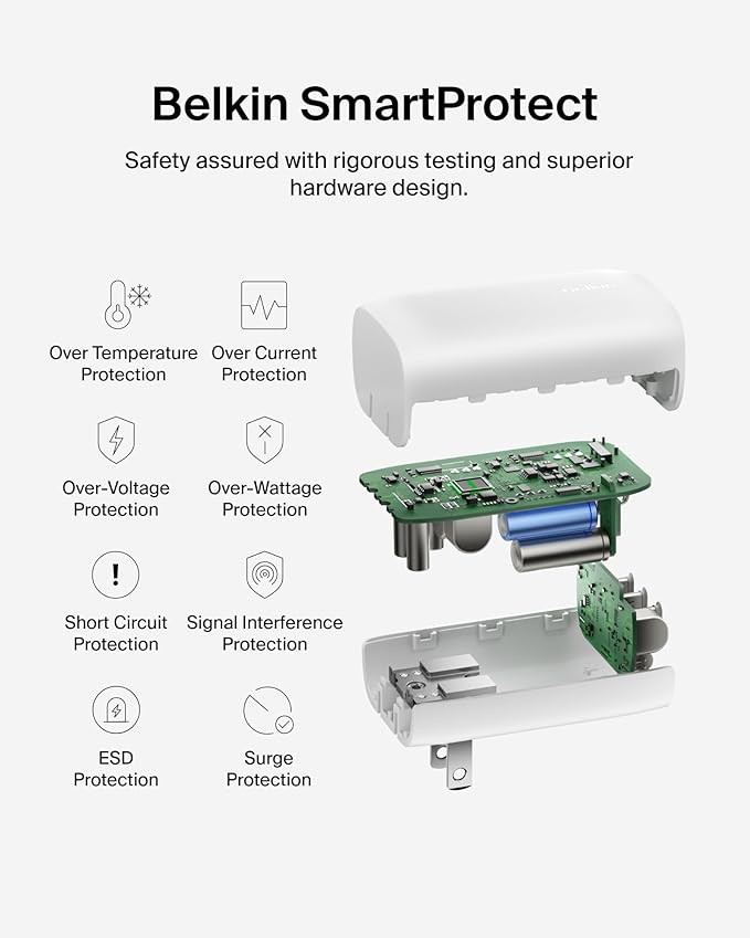 Belkin 3-Port USB C Charger Block 67W - PPS, USB-C PD3.1 Super Fast Charging Charger - Samsung Galaxy S25, Apple iPhone 17, Air, Pro, MacBook, AirPods, Apple Watch, Nintendo Switch 2 & More - White