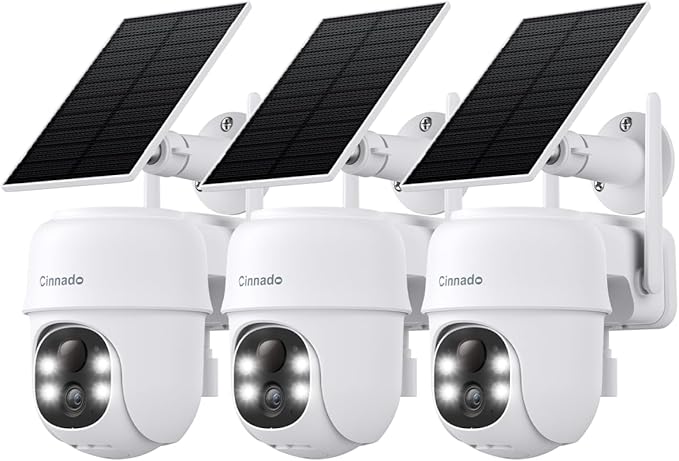 2K Cameras for Home Security-2.4G WiFi Outdoor Camera Wireless Solar/Battery Powered, 360° Viewing, Human Detection, Color Night Vision, Cloud/SD Storage B6 (B6-White-3pack-2.4G)
