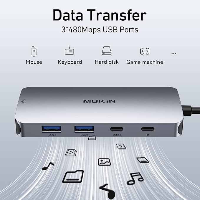 USB C Docking Station Dual DisplayPort, 8 in 1 USB Hub with 2 DP, HDMI, VGA, USB C 2.0, A 2.0, PD Charging Port, Multi Monitor Adapter for Dell/HP/Lenovo Laptops