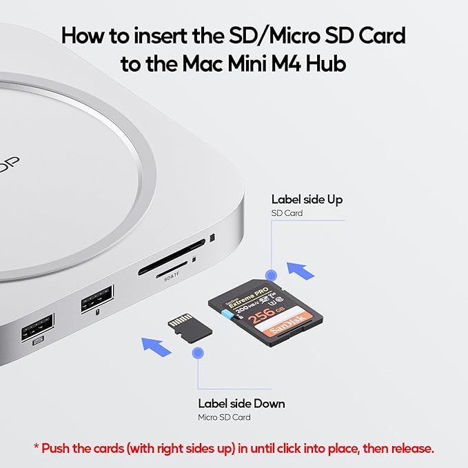 Mac mini M4 Dock with 4TB M.2 SSD Enclosure (SSD NOT Included), Mac mini M4/ M4 Pro Hub Stand with HDMI 4K@60Hz, 2024 MacMini USB C Hub Accessories, 3 USB A 2.0, SD/TF, 3.5mm Audio