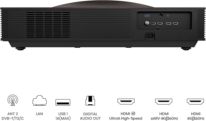 Hisense L9Q Ultra Short Throw Triple Laser Projector, 4K UHD, 5,000 ANSI Lumens, 5000:1 Contrast, 80” - 200”, Dolby Vision & Atmos, IMAX Enhanced, Google TV, Pantone Validated, Sound by Devialet