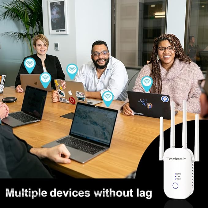 1200Mbps WiFi Range Extender Signal Booster, Covers up to 3500Sq. ft and 35 Devices, 2.4 & 5GHz Dual Band WiFi Repeater with Ethernet/LAN Port