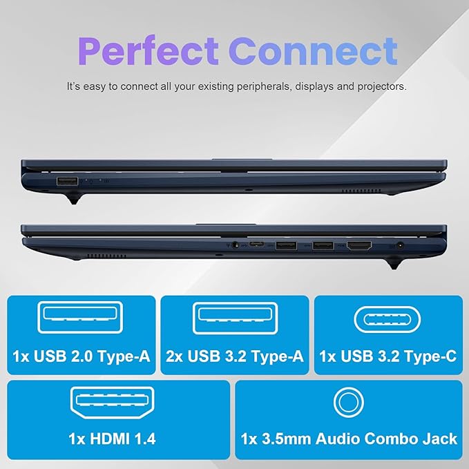 ASUS Vivobook 17 Laptop, 17.3" FHD Display, Intel Core i3, 8GB RAM, 512GB PCle SSD, Webcam, Wi-Fi, Bluetooth, HDMI, Windows 11 Home, Quiet Blue, Bundle with PCO Laptop Notebook Cooler