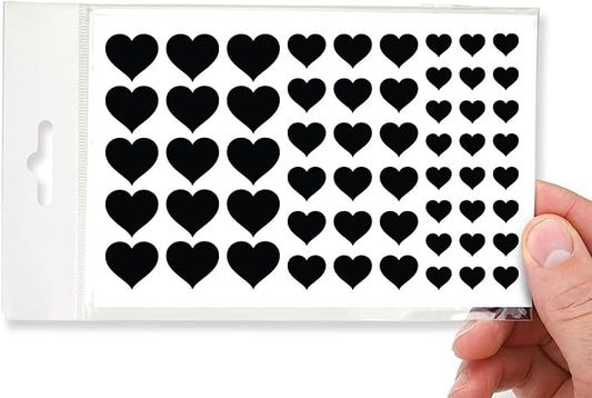 BLOCKED Stackable Webcam/Camera Vinyl Covers | 57 Low-Tack Restickable Webcam Sticker | 3-Sizes | Black 57-Pack Hearts (Muted Matte)