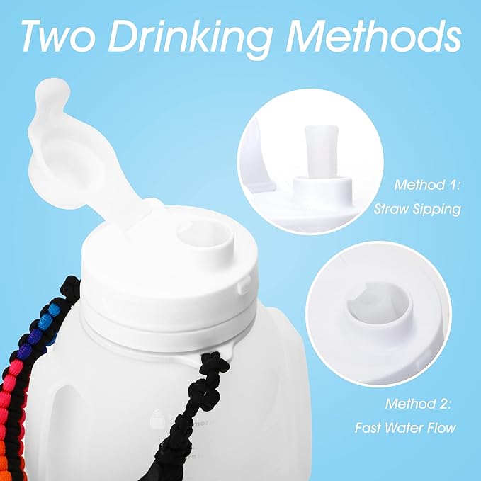 TakeToday Motivational Collapsible Water Bottle with Straw and Paracord Handle 1.2L 40 OZ Reusable Silicone Sports Water Jug with Time Marker Leakproof Large Water Bottles for Yoga Outdoors