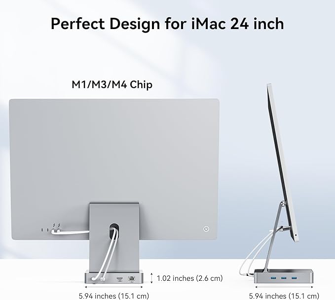 13-Port USB C Hub for iMac 24 inch 2021/2023/2024, iMac Accessories for iMac M1/M3/M4, iMac USB Hub with 5 USB-A & 2 USB-C 3.0 Ports, 4K@60Hz HDMI, 1Gbps Ethernet, SD/TF, M.2 NVME SSD (Not Included)