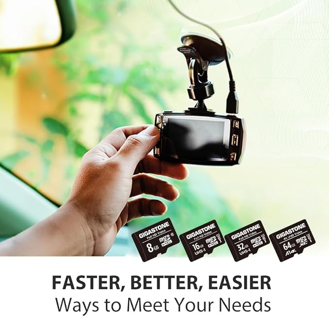 Gigastone 8GB Micro SD Card, FHD Video, Surveillance Security Cam Action Camera Drone Professional, 80MB/s Micro SDHC Class 10