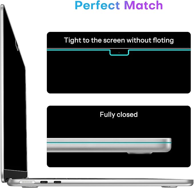 OMOTON Magnetic Privacy Screen for MacBook Air 13.6/13 Inch (2022-2025, M2, M3, M4), Anti-Spy Filter, Matte Anti Glare Blue Light Protector, Easy Install & Remove