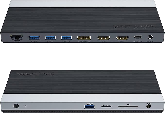 WAVLINK USB C Docking Station 4K Triple Display (2 HDMI + 1 Displayport) with 100W PC Charging, Gigabit Ethernet, 4 USB 3.0, SD/TF Card Slot, Audio, for Dell HP MacBook Lenovo and Other USB C Laptops