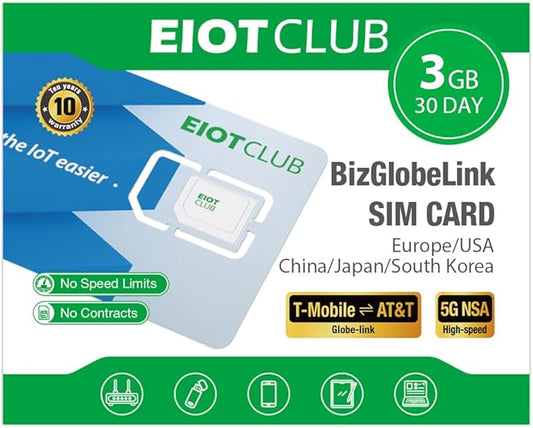 EIOTCLUB Europe SIM Card - 3GB/30Days, 5G/4G Business Travel SIM Card for 33 European Countries and China/Japan/South Korea/USA, Prepaid Data SIM for Mobile Phone, Router, Hotspot (No Roaming Charges)